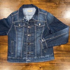 Earl Jean Womens Dark Wash Button Front Denim Jean Jacket S